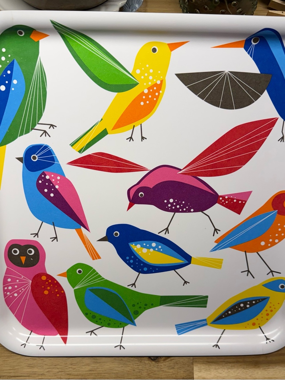 Vintage IKEA BÄRBAR Birds colorful whimsical graphic melamine serving tray